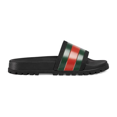 gucci web slide sandals black.